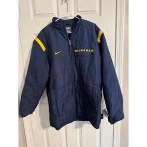 University of Michigan Nike Puffer Jacket Winter Heavy Warm Large Blue